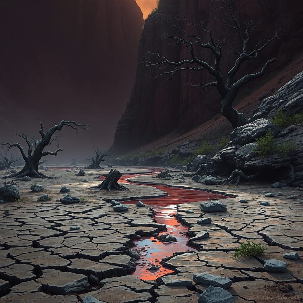 Dry Riverbed: Desolate Matte Painting