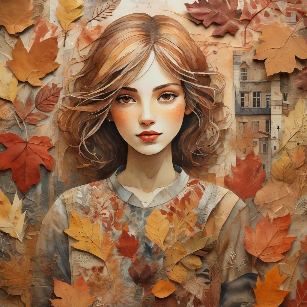 Fall paper collage. Autumn memories