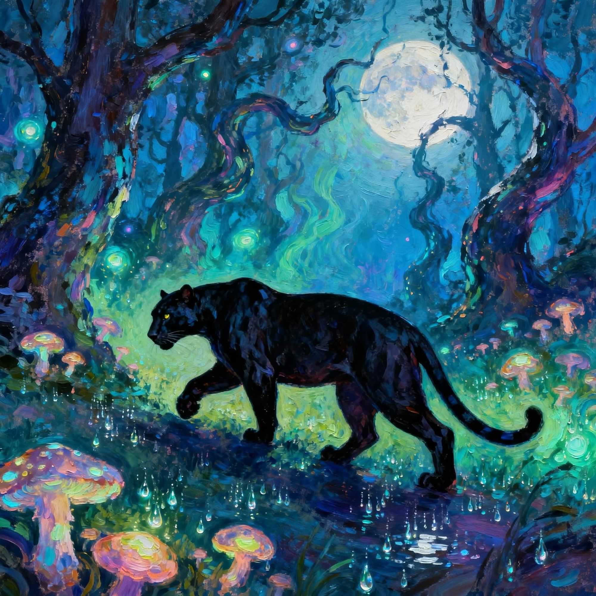 Panther in a Dream Forest