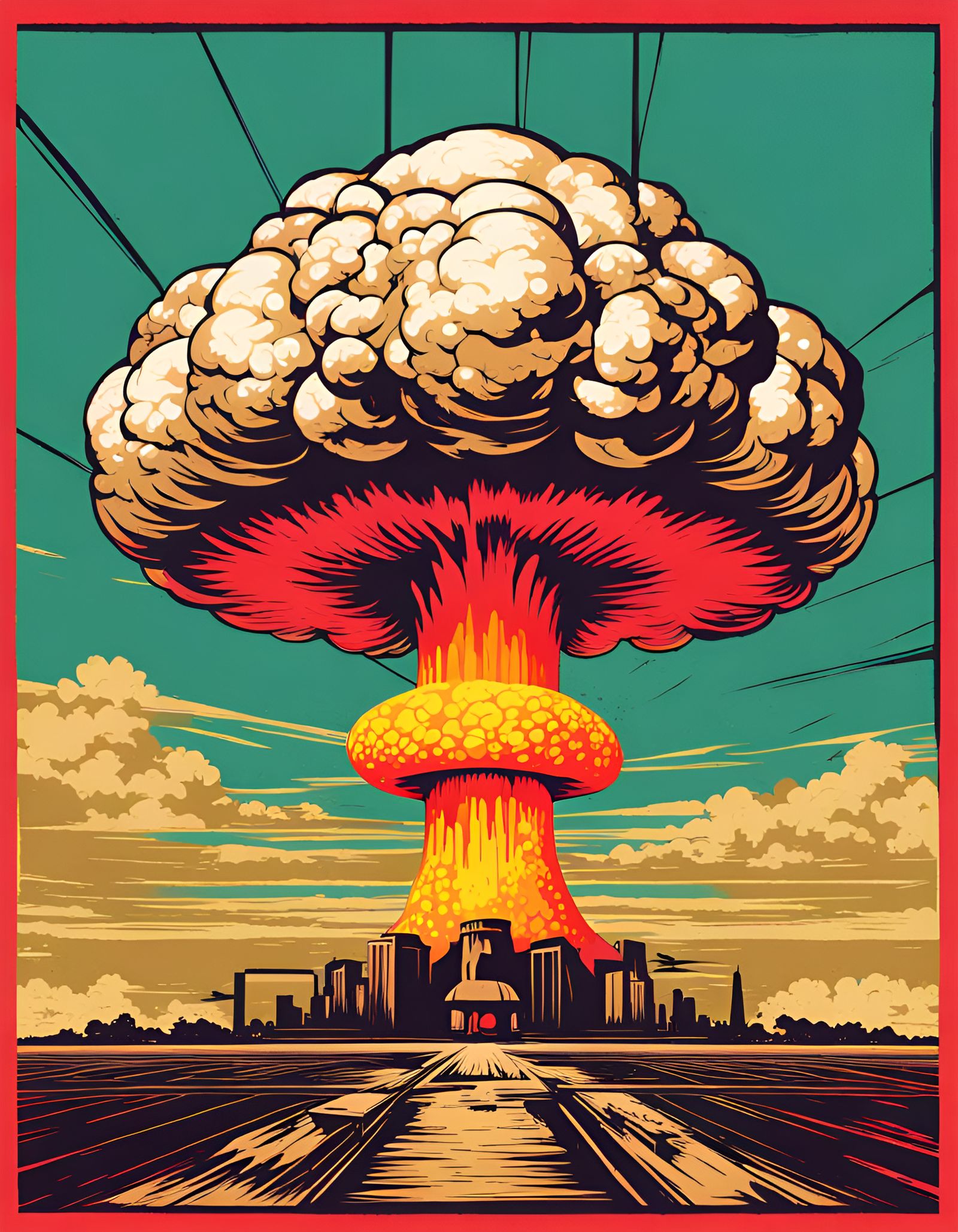 Nuclear bomb blast, mushroom cloud 