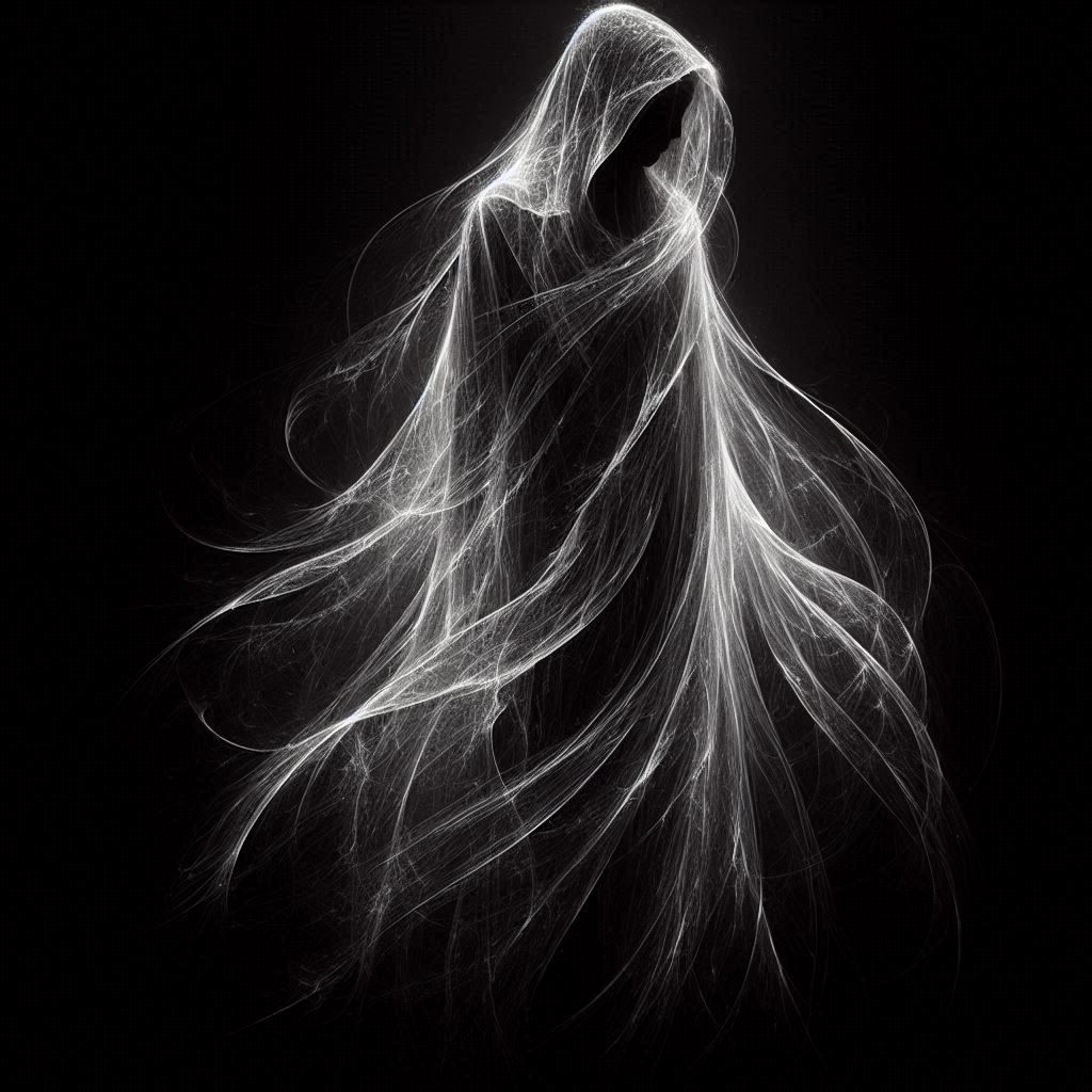 Monochromatic Figure In Flowing, Hooded Robe, Ethe