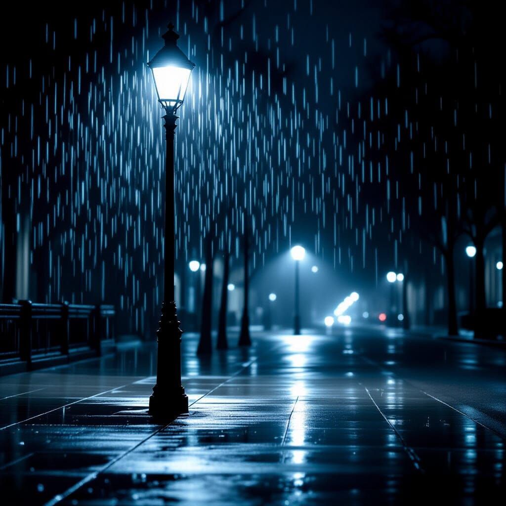 Streetlamp in Heavy Rain  by @yosefjo