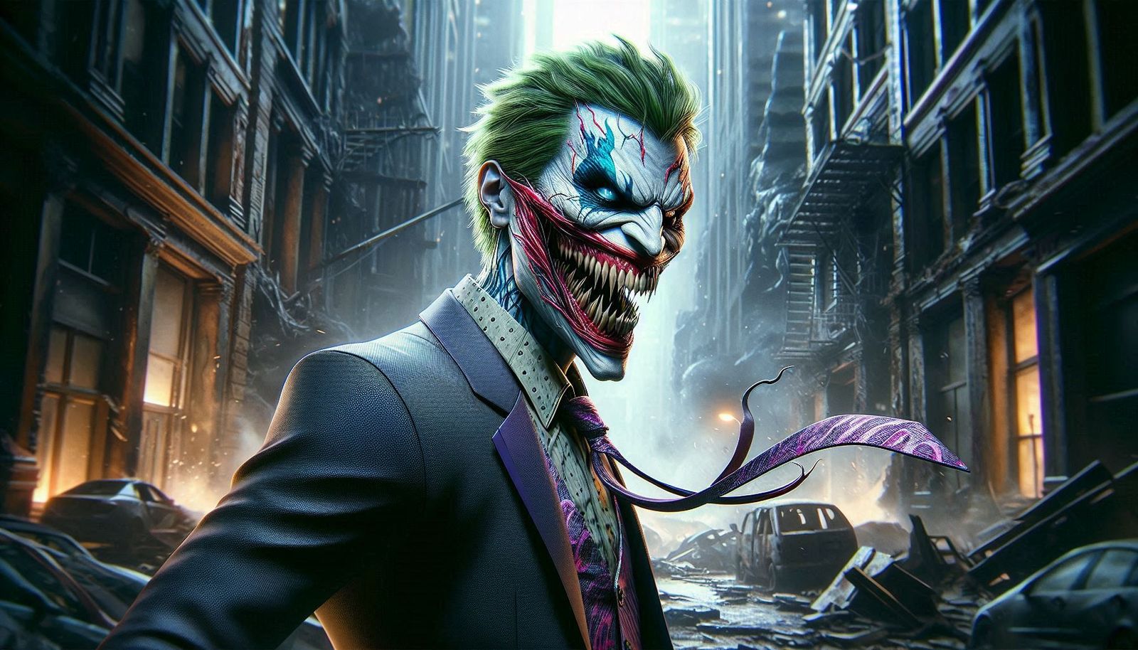 Venomized Joker takes a Dystopian selfie