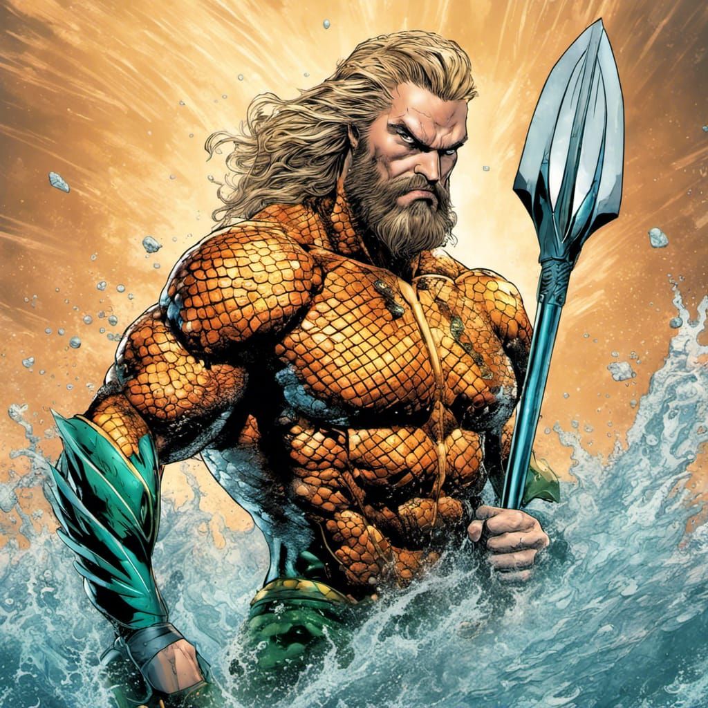 Hyperrealistic image of D.C. Comics Aquaman, Menacing, 16k resolution ...