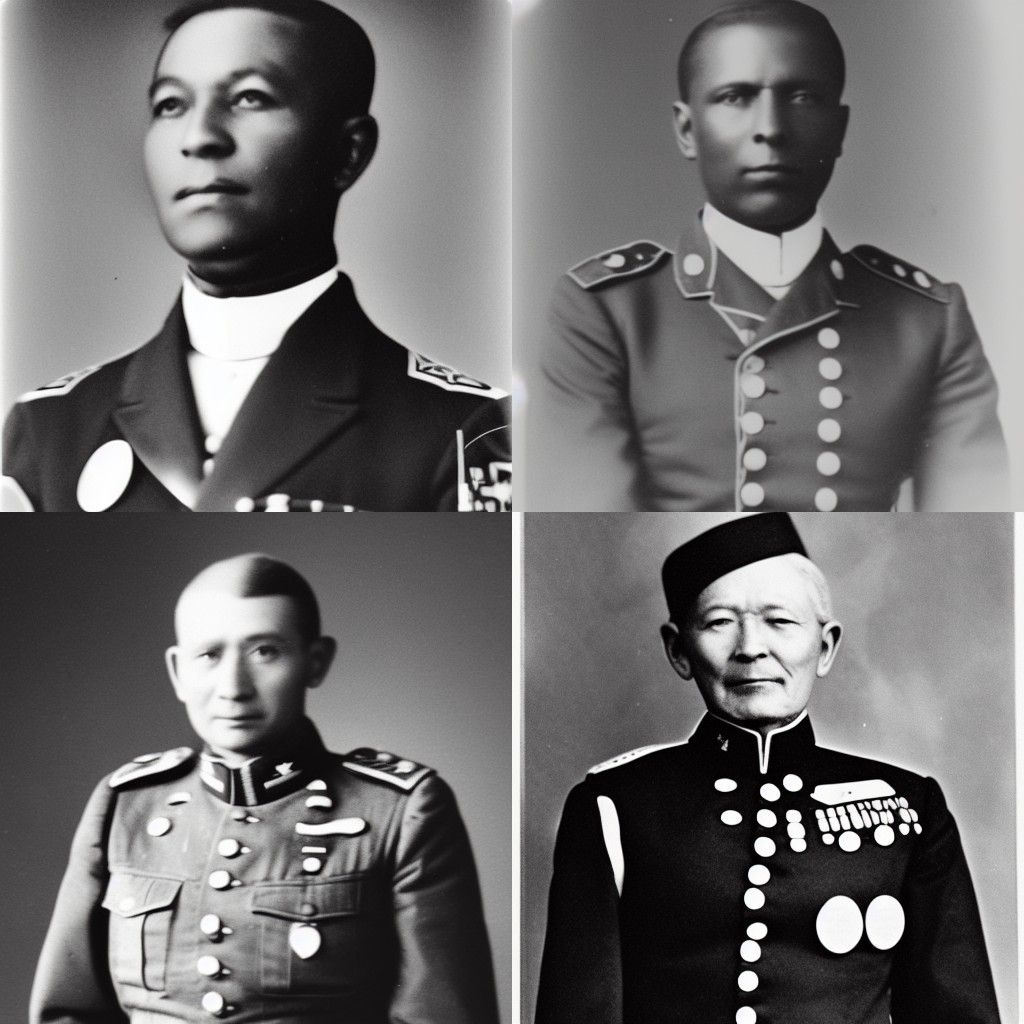 a black and white photograph of a general in full uniform