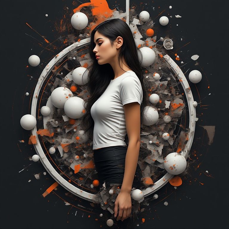 Side portrait with spheres