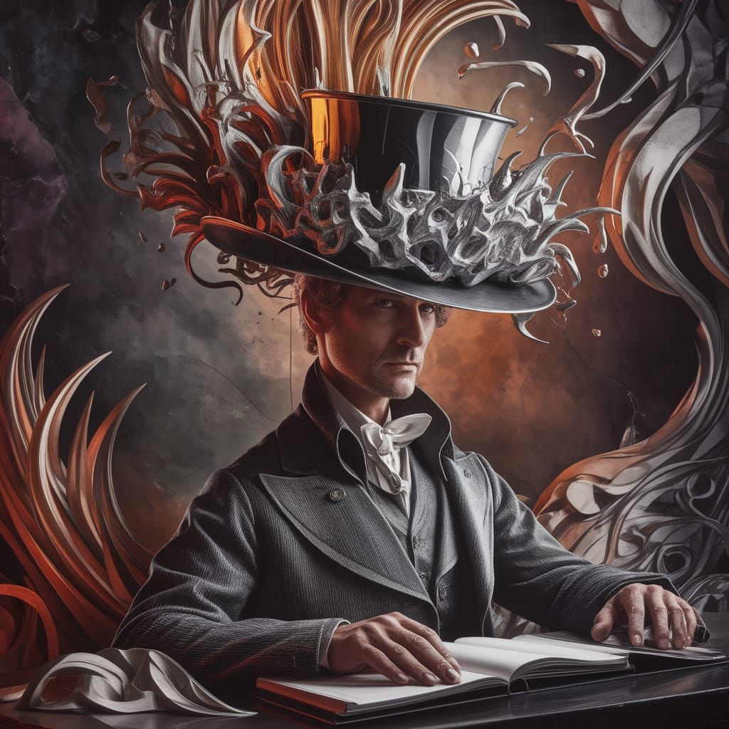 Abstract expressionism. A chaotic swirl of vibrant colors and bold lines suggests a mythical creature emerging from a dream. No clear subjec...