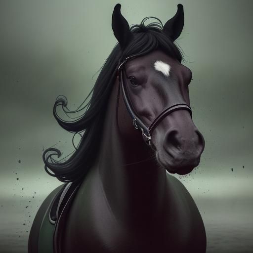 Surreal Horse in Red Wine Rain, Rembrandt Style