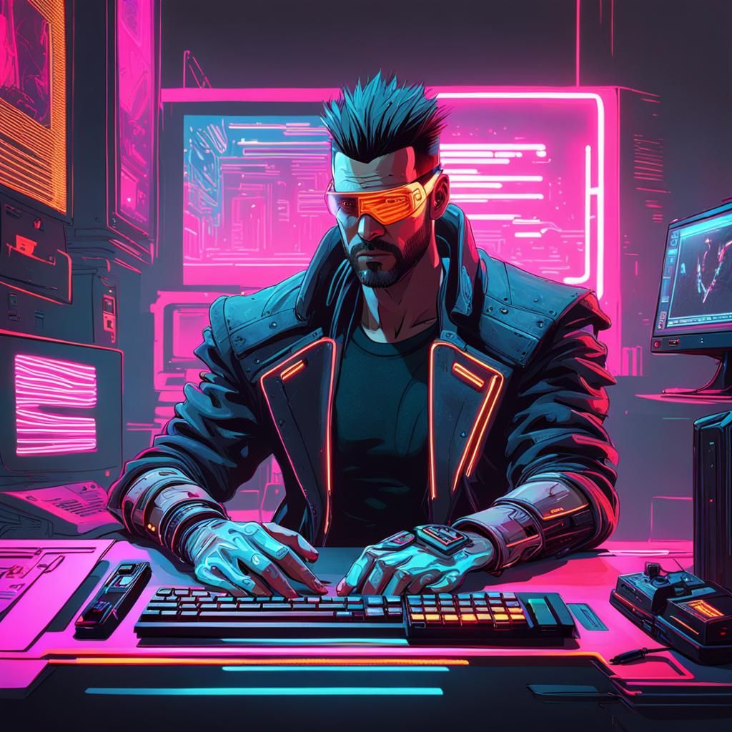 AI Gamer in Cyberpunk 2099 Neon Style