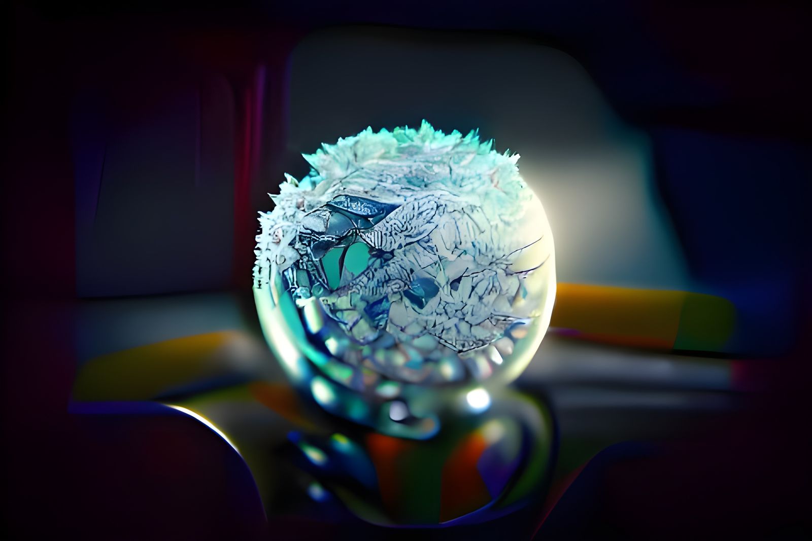 crystallized inside of a sphere