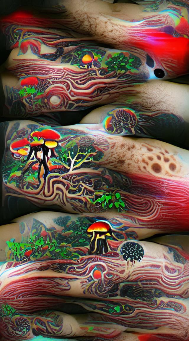 Tattoo uploaded by ralflax • My shamanig journeys, a kambo frog in the  spiraling tree of life who is also an iboga brush and on the backside MAOI  and DMT that is