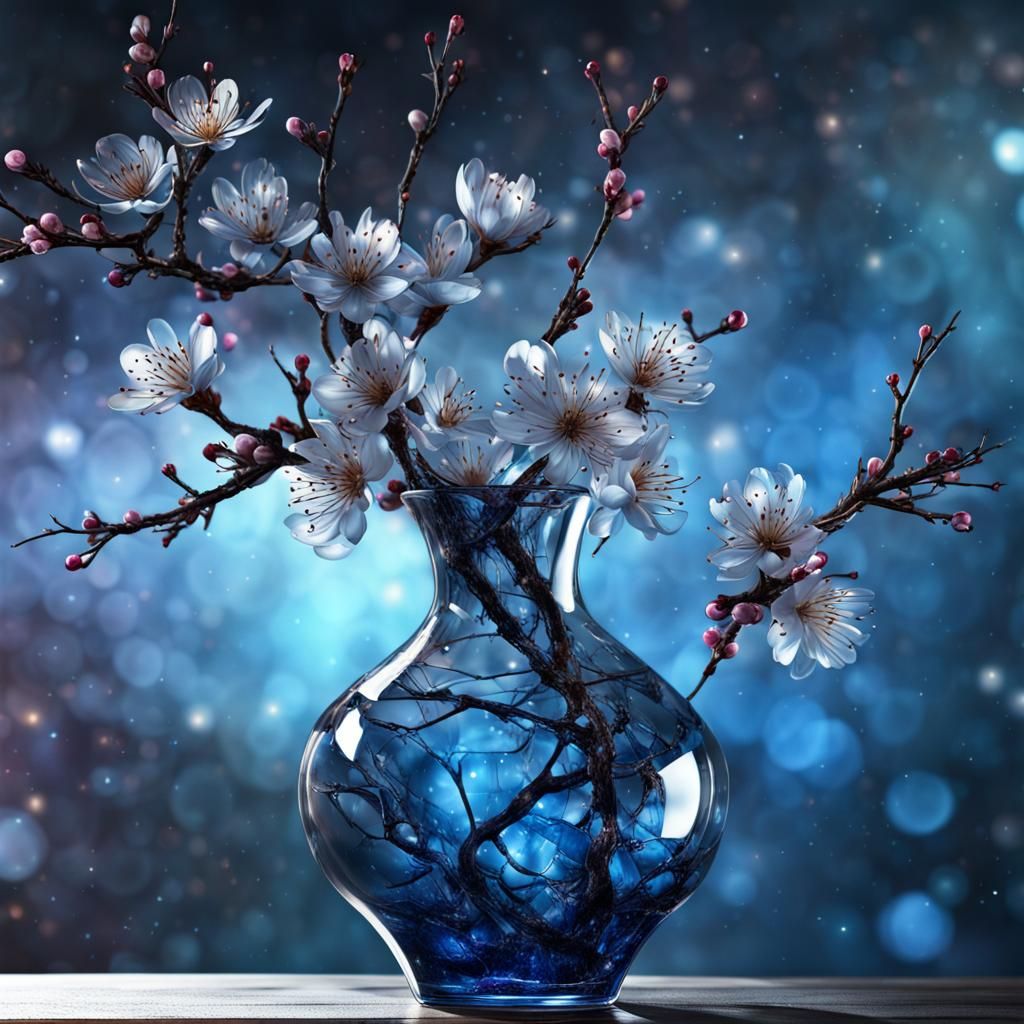 Blue Plum Blossom Ikebana