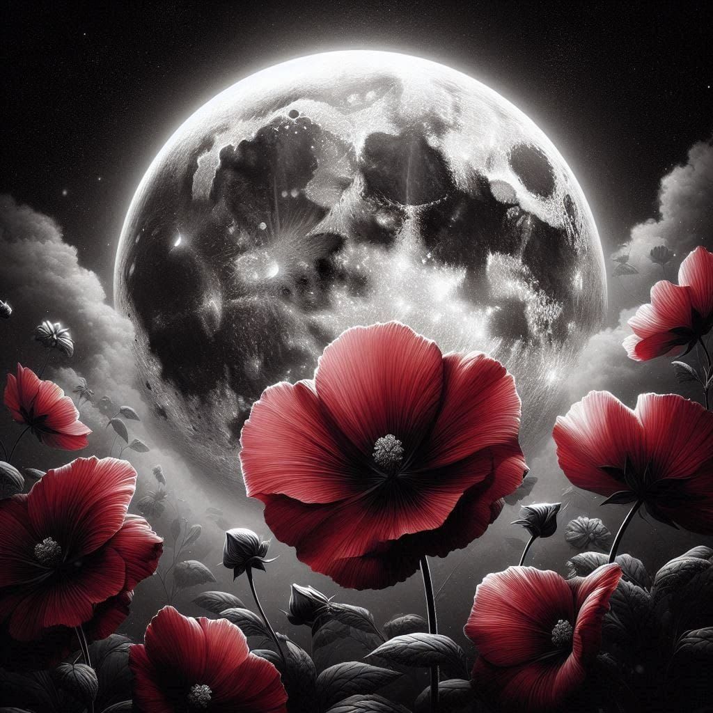 Flowers and a full moon
