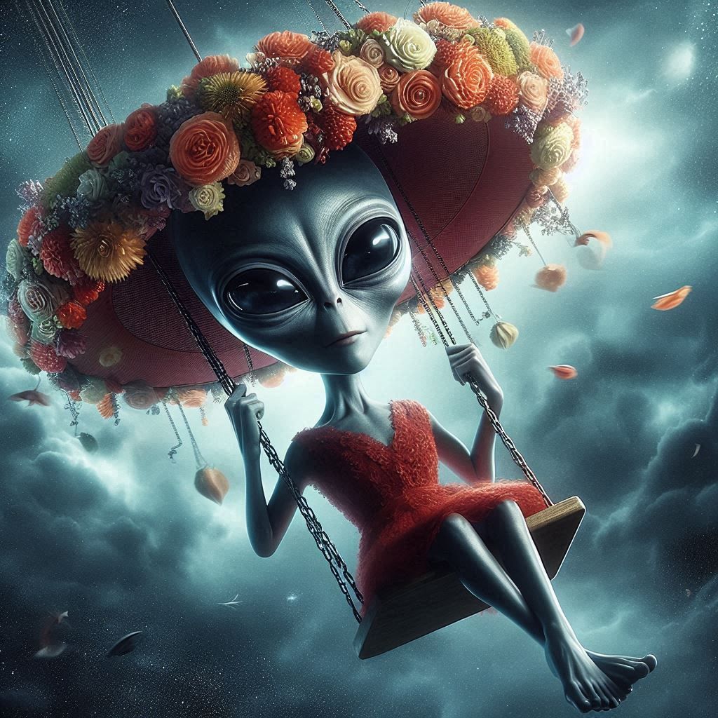 Alien on a swing