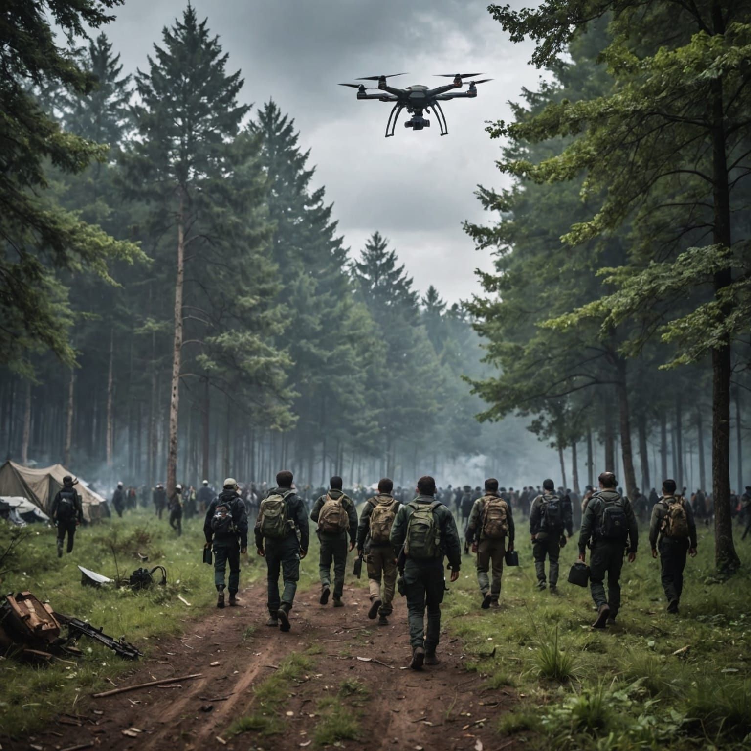 many people fleeing to the forest to escape the war, t...