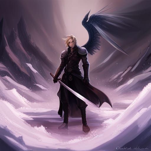 one winged angel from final fantasy 7, by Orioto (Mikaël Agu...