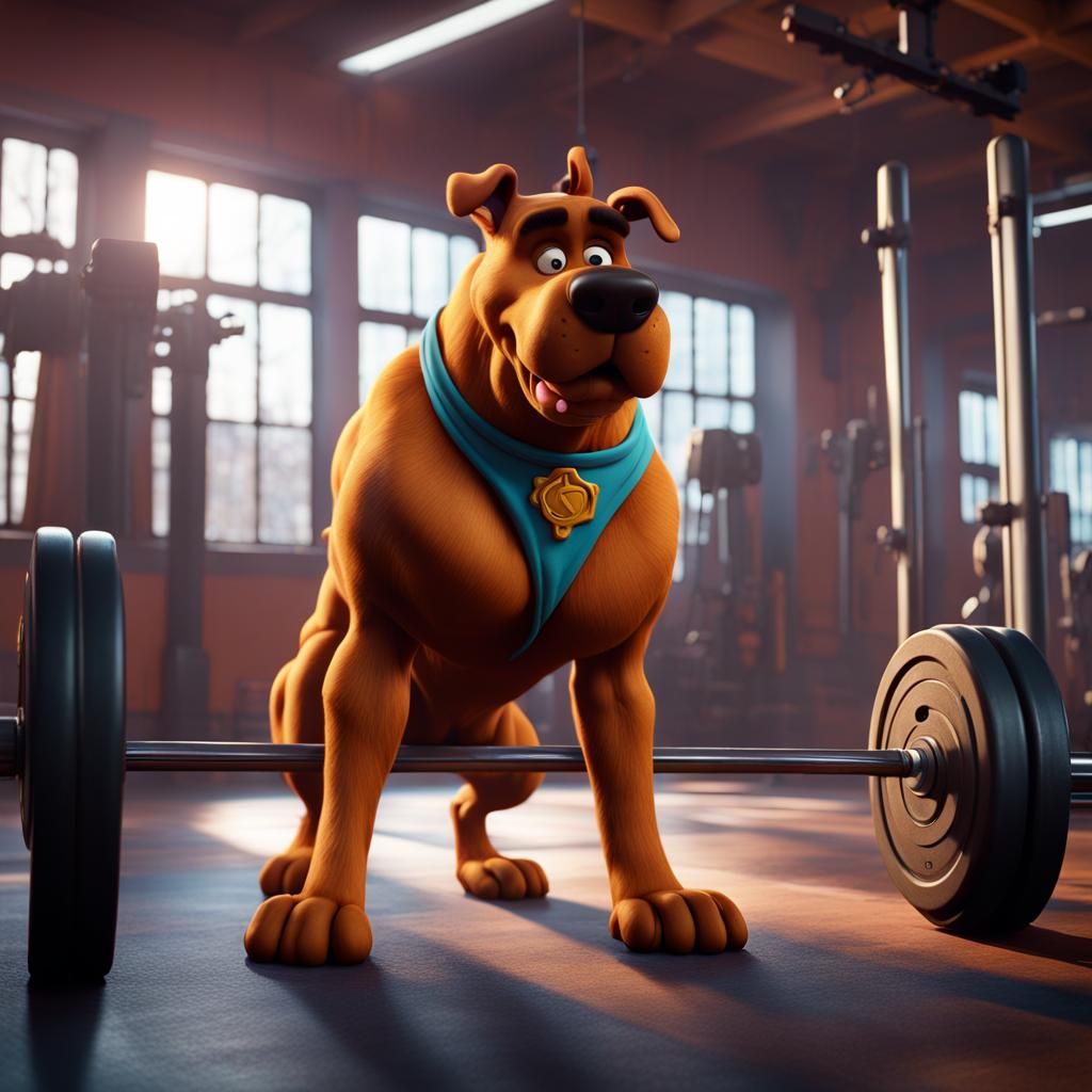 scoobydoo working out in the gym