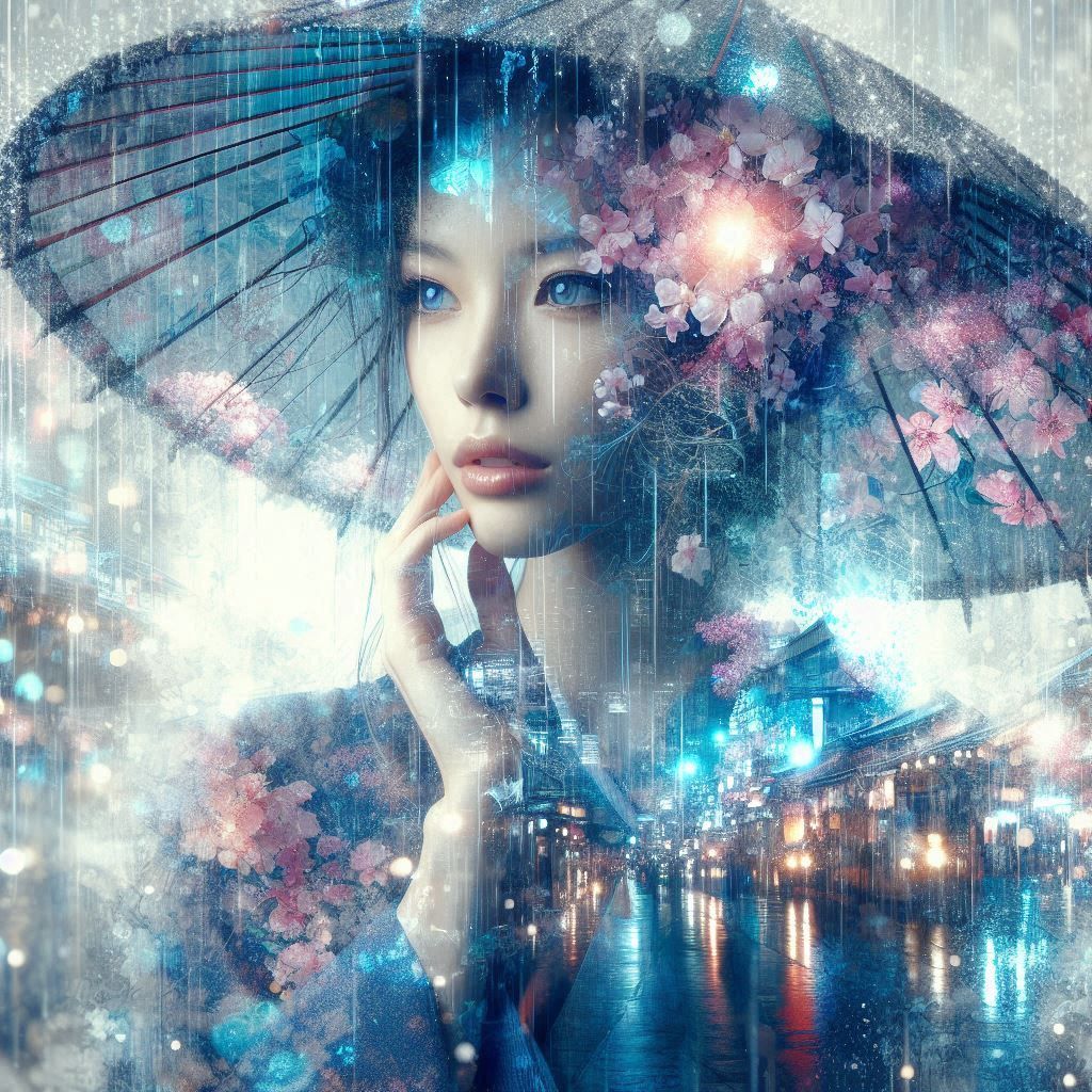 double exposure beautiful fantasy portrait landscape..