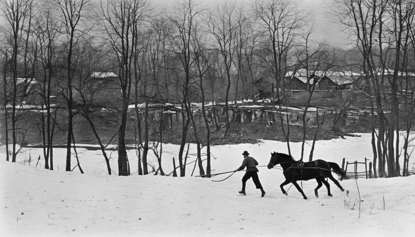 Au petit trot s'en va le cheval Avec ses grelots Et le traîn...
