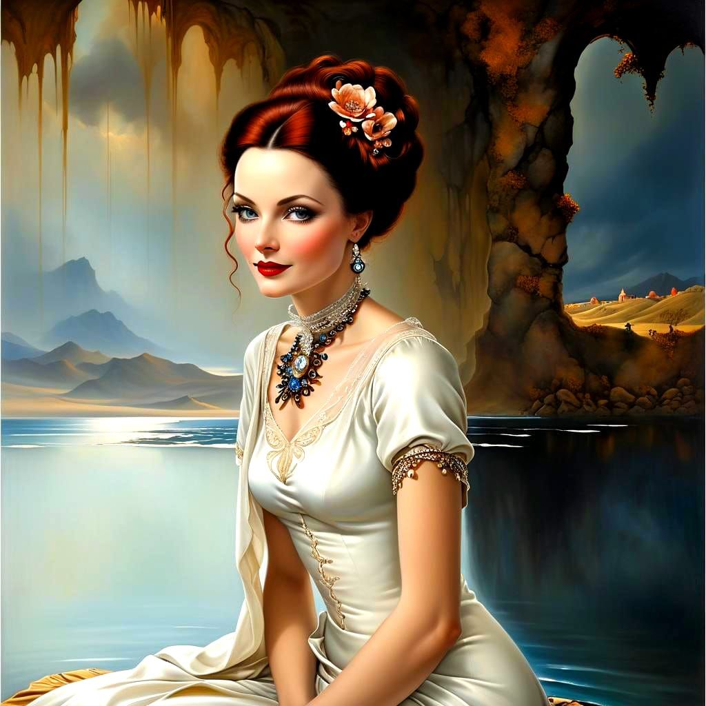 Vintage Goddess in a Dreamlike Landscape