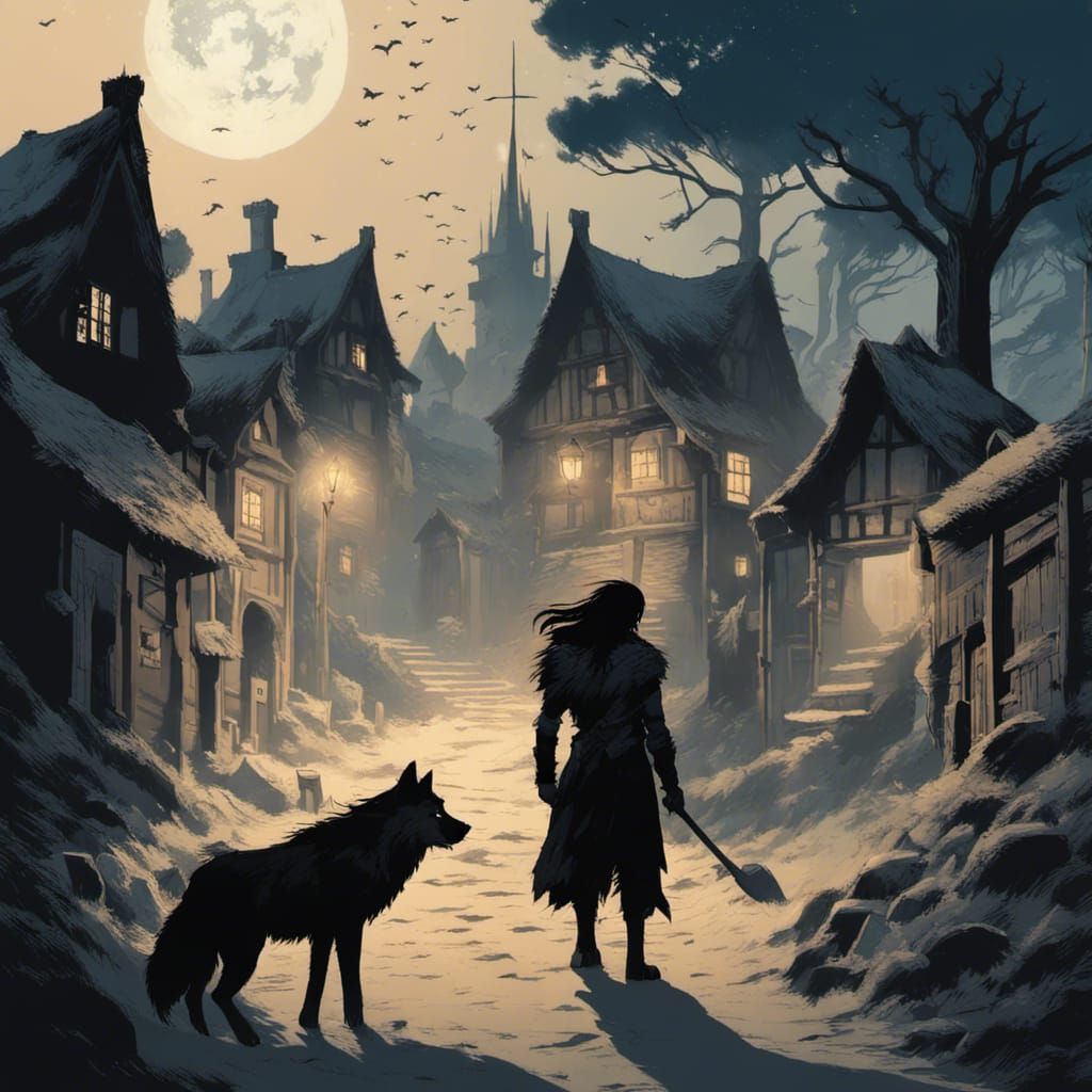 Moonlit village