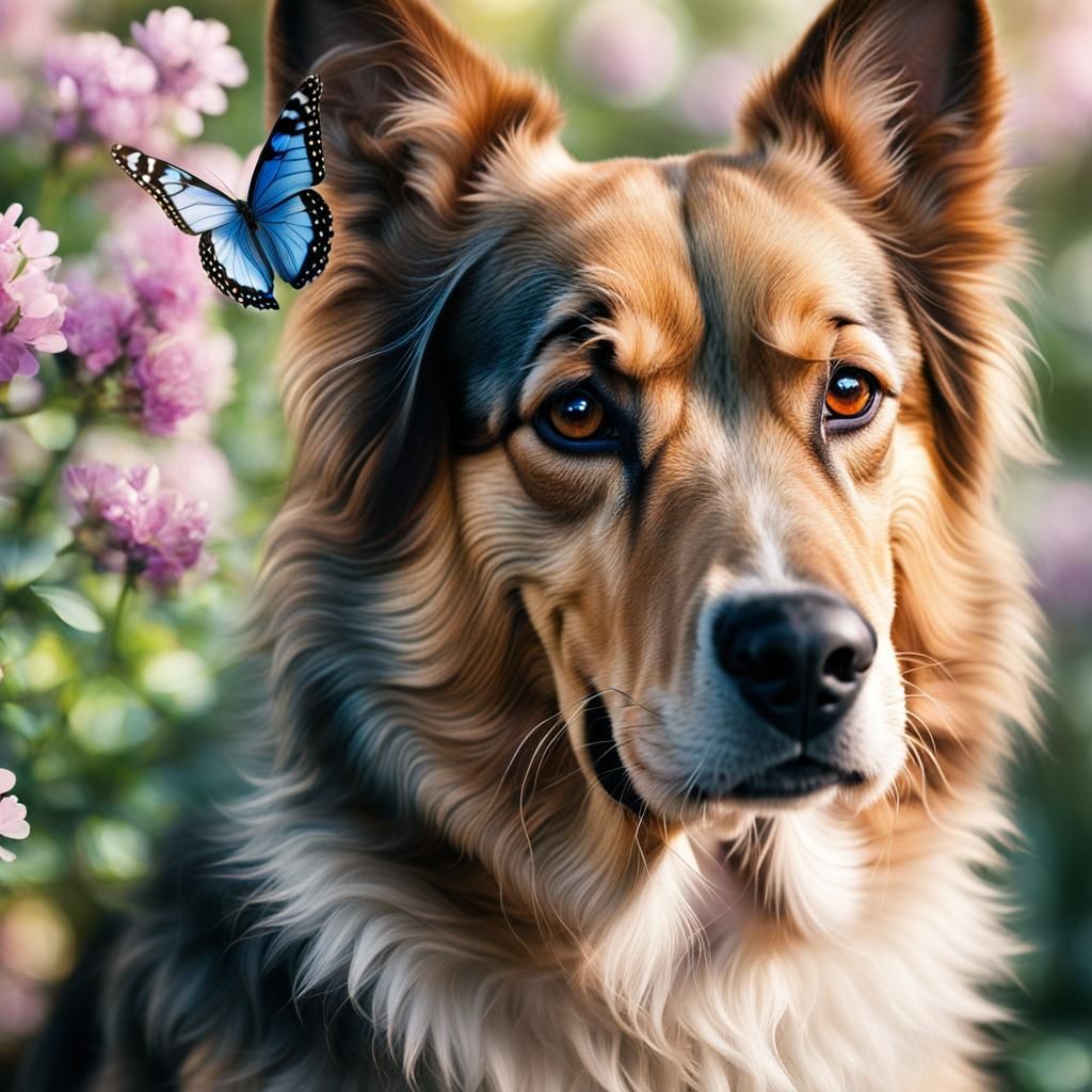 dog and butterfly AI Generated Artwork NightCafe Creator