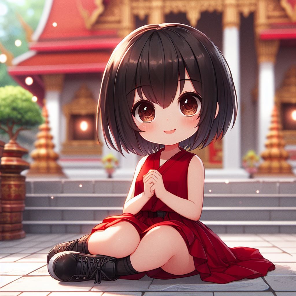 Cute Moon in the temple