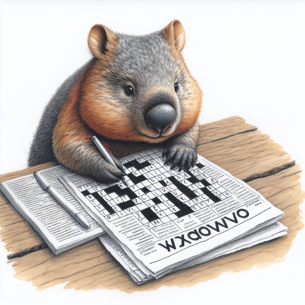 A wombat doing a cryptic crossword