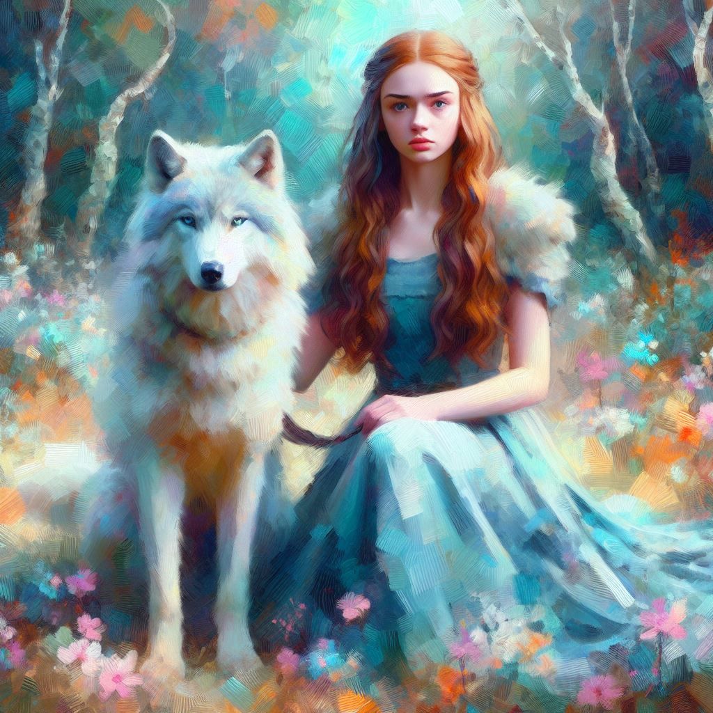 Sansa Stark with Lady - AI Generated Artwork - NightCafe Creator