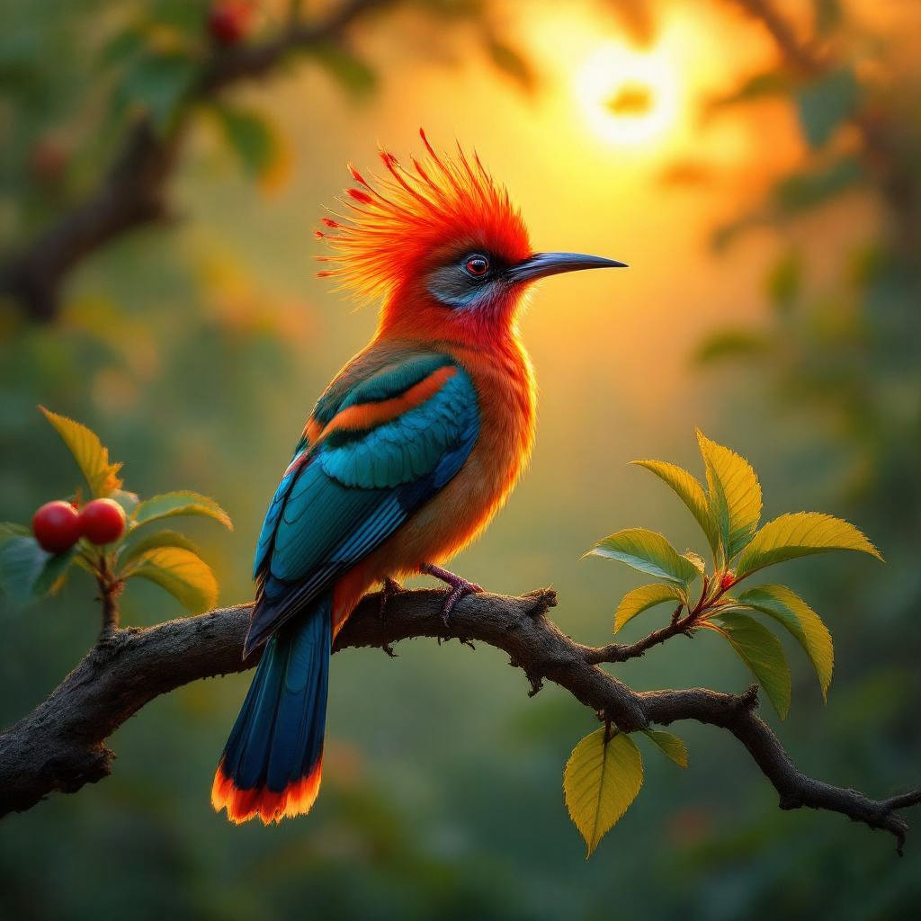 The colorful  African Hoopoe sitting on a branch in Africa forest  #2