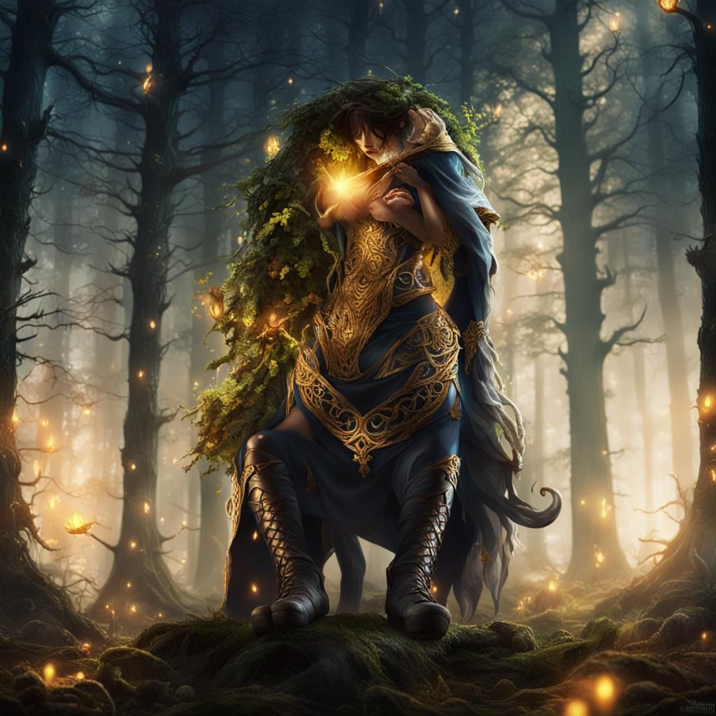 Mystical Sorceress Casting Spell in Dark Fantasy Art