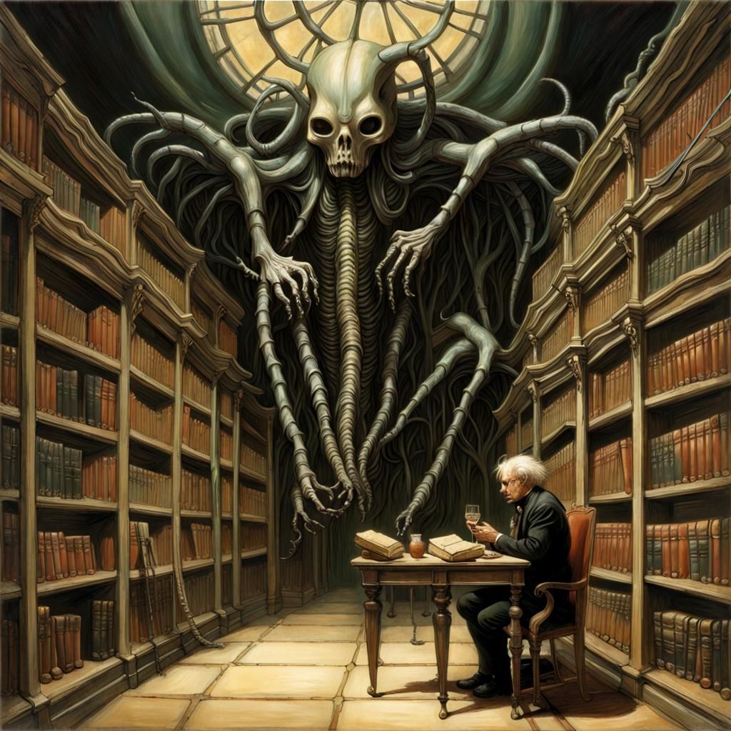 A library and the books coming to life Gerald Brom H.R. Gige...