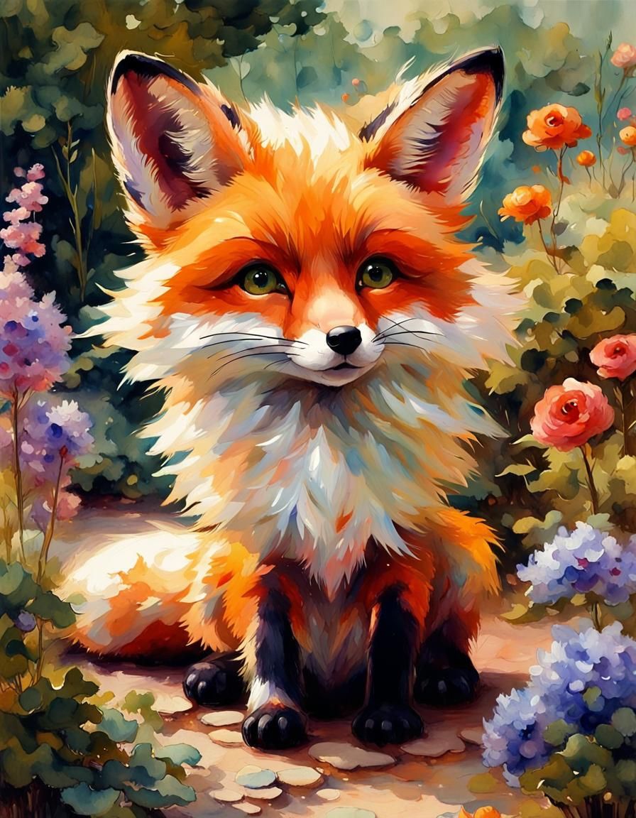 Cute fox cub  by @Ai-zombie