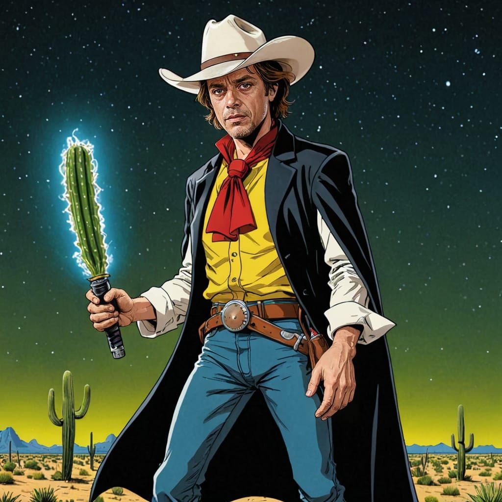 Lucky Luke Skywalker and his saguaro-saber