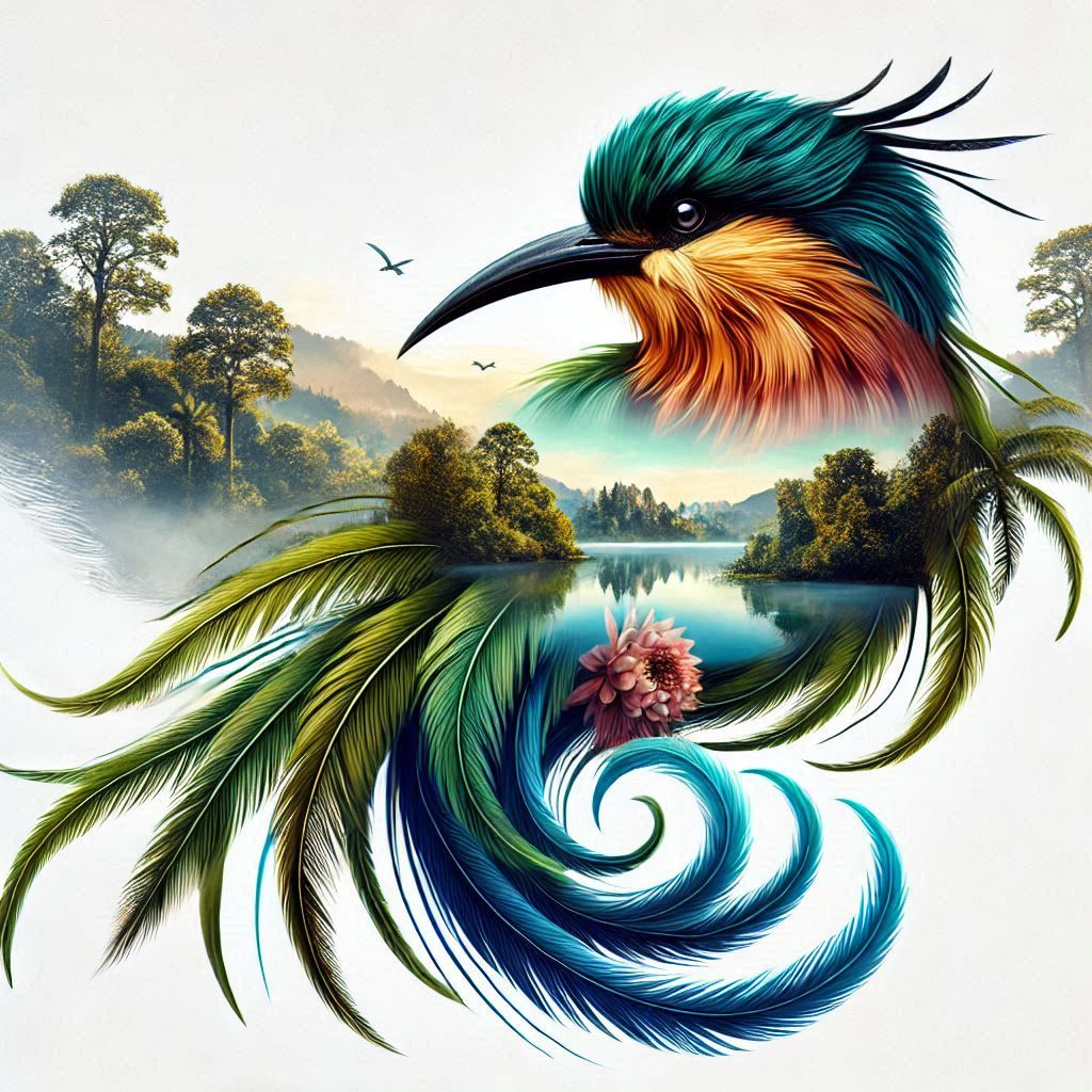 double exposure beautiful fantasy DALL-E 3 portrait landscape..