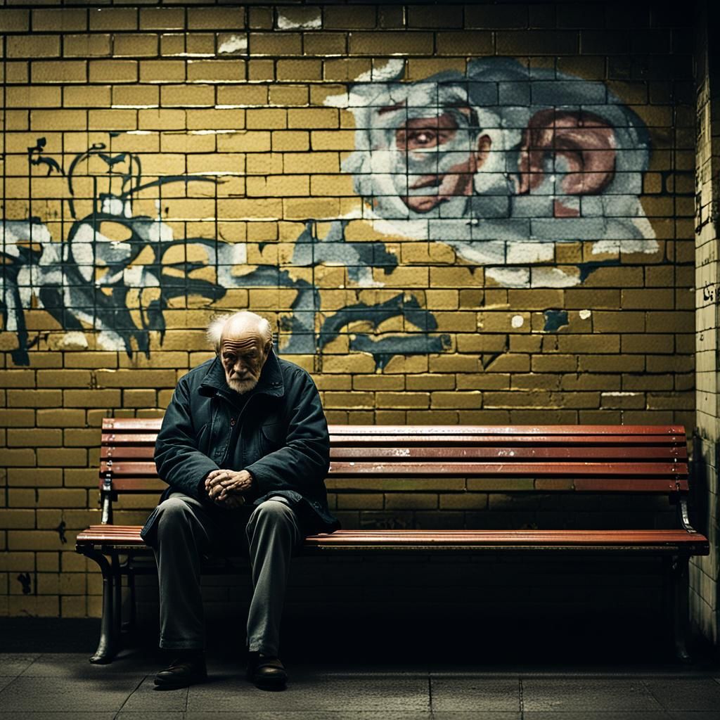 Alone in a subway station  by @Penelope