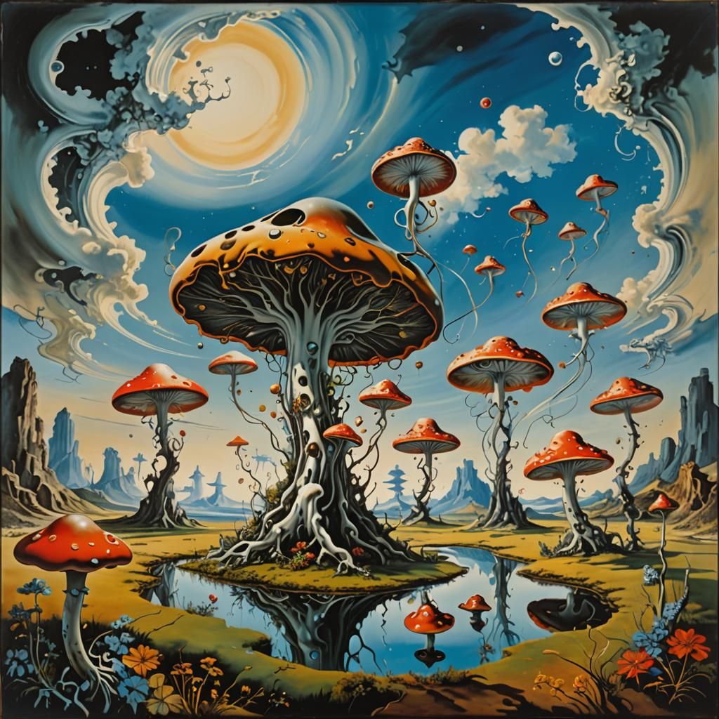 Elastic flora stretching and twisting in a vast surreal land...