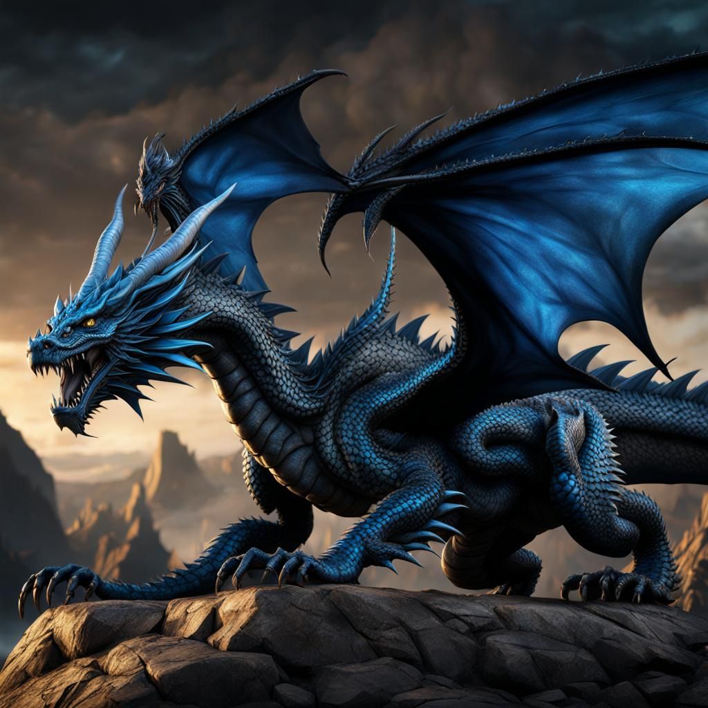 Blue and black dragon - AI Generated Artwork - NightCafe Creator