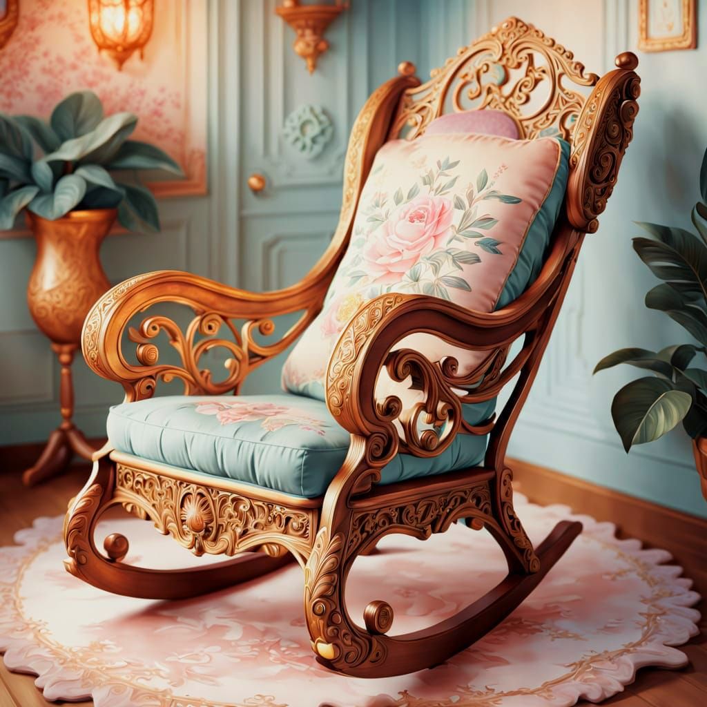 A beautiful ornate rocking chair