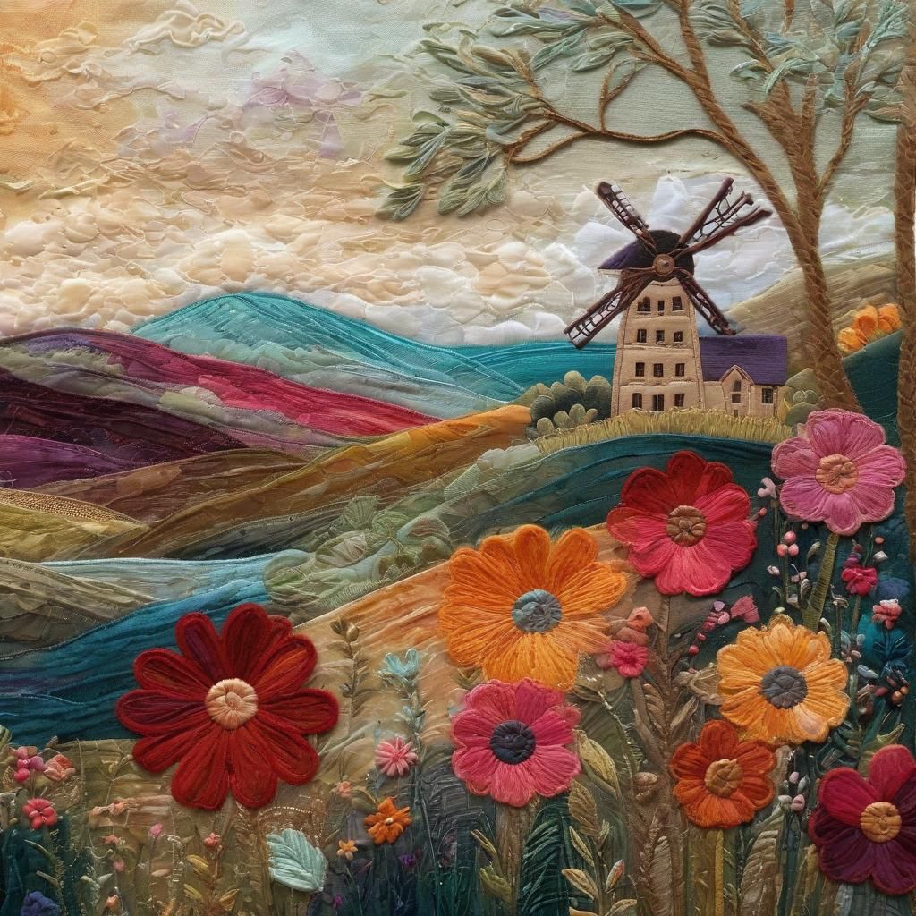Textile collage technique.