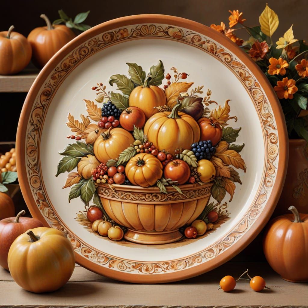 Maiolica Italian Ceramic Autumn Harvest