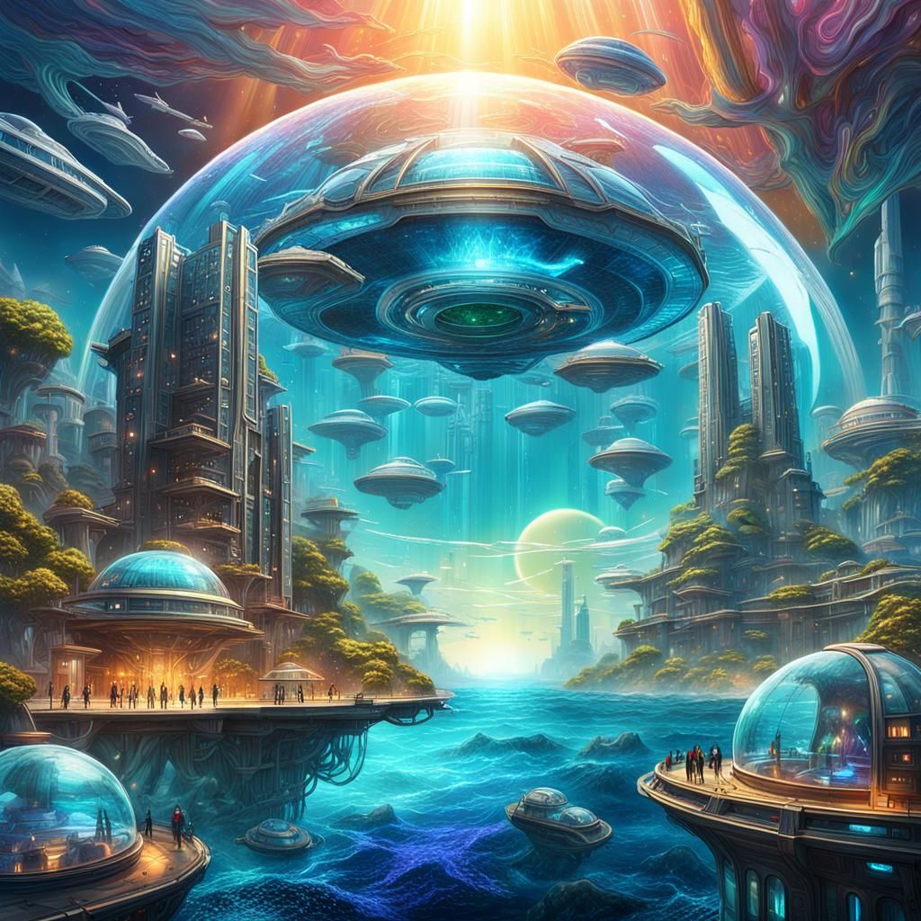 2025 - A world underwater: Biosphere cities and hovercraft transportation  by @TravellerUK