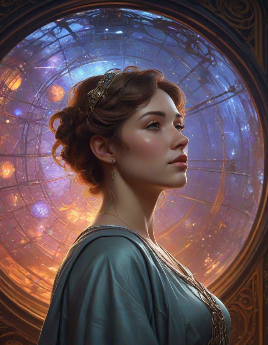 Imagine a celestial architect designing the blueprints for a Dyson sphere in a hidden studio nestled within the heart of a nebula. The studi...