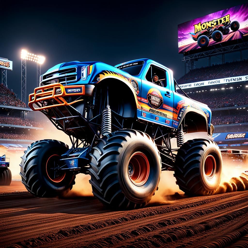 monster trucks racing - AI Generated Artwork - NightCafe Creator