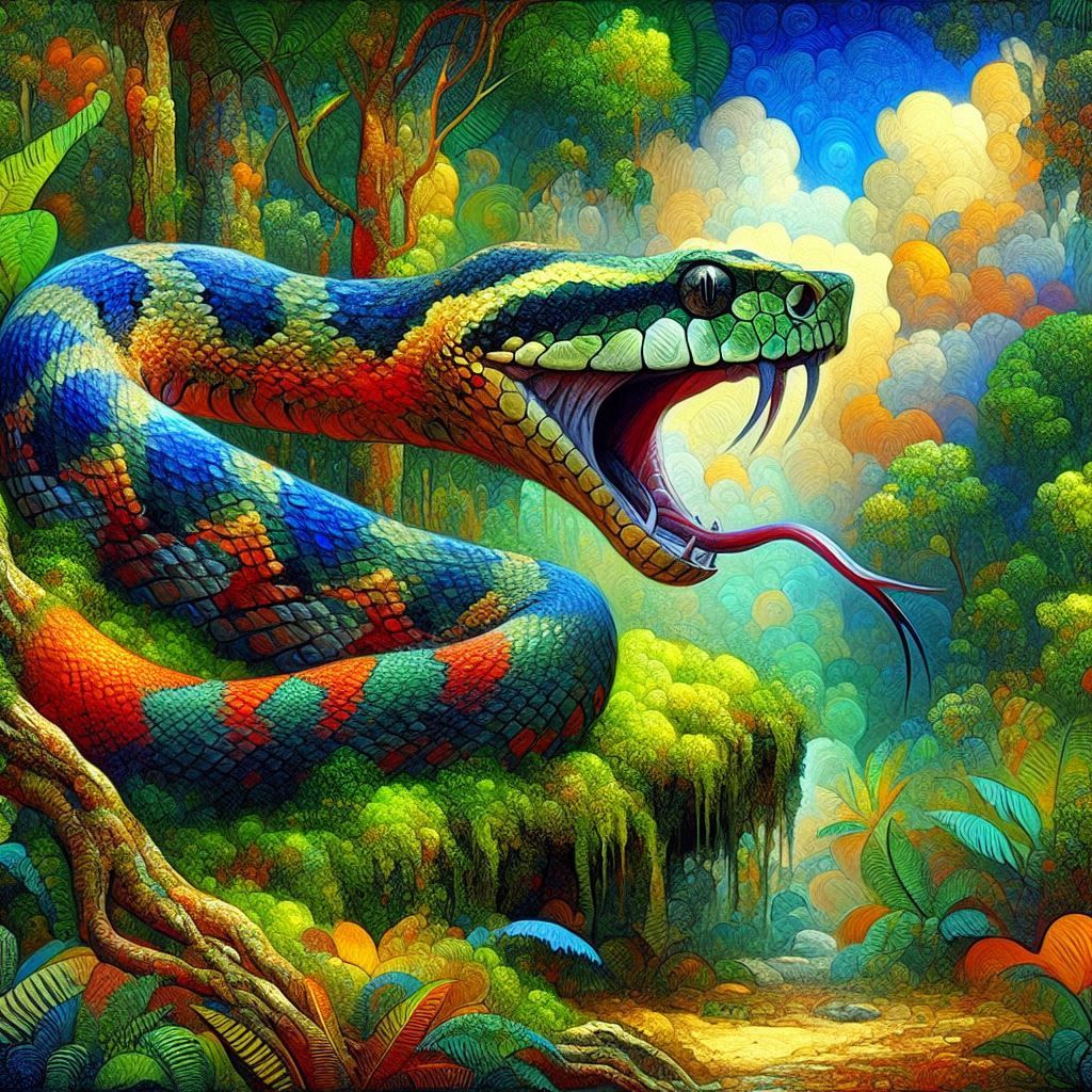 Fierce snake in the jungle