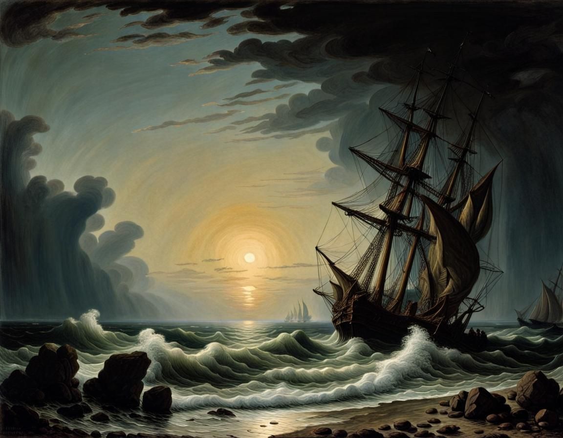 Romantic Seascape. chiaroscuro, Casper David Friedrich, Renaissance ...