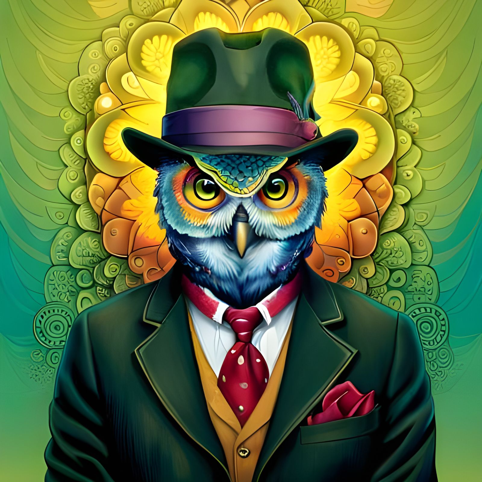 Dapper Owl Portrait AI Generated Artwork NightCafe Creator