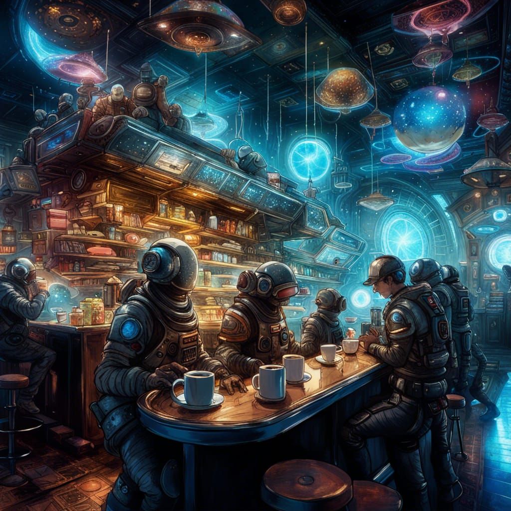 Coffee Shop in Space  by @2nd