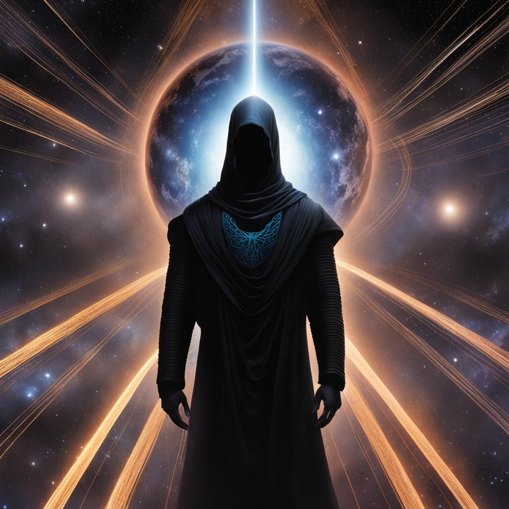 Arcturian standing in black void of space with a soul he's s...