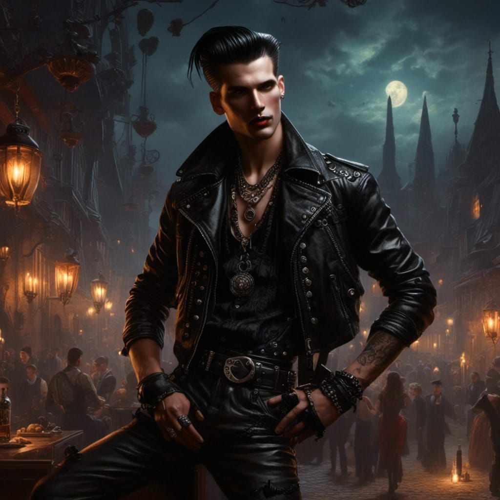  <lora:Midnight Retro:1.0>goth man, dramatic lighting 